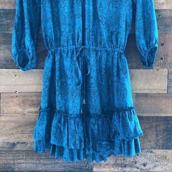 Rebecca Taylor Python Print 3/4 Sleeve Silk Shirt Dress Tunic In Jade Size 0 - Picture 5 of 13